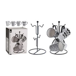 Excellent Houseware 4 Bekers In Metalen Rekje -Keuken Gerelateerd 101 0541 4 1