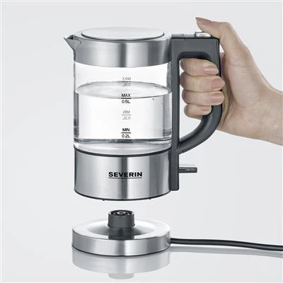 Severin Glazen Mini Waterkoker 1100W 0,5 LWK 3472 4 Severin Glazen Mini Waterkoker 1100W 0,5 LWK 3472 - Afbeelding 2