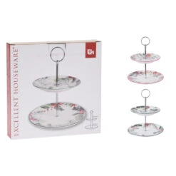 Excellent Houseware Etagere 2-laags Porselein 2 Assorti -Keuken Gerelateerd 101 6244 1 1