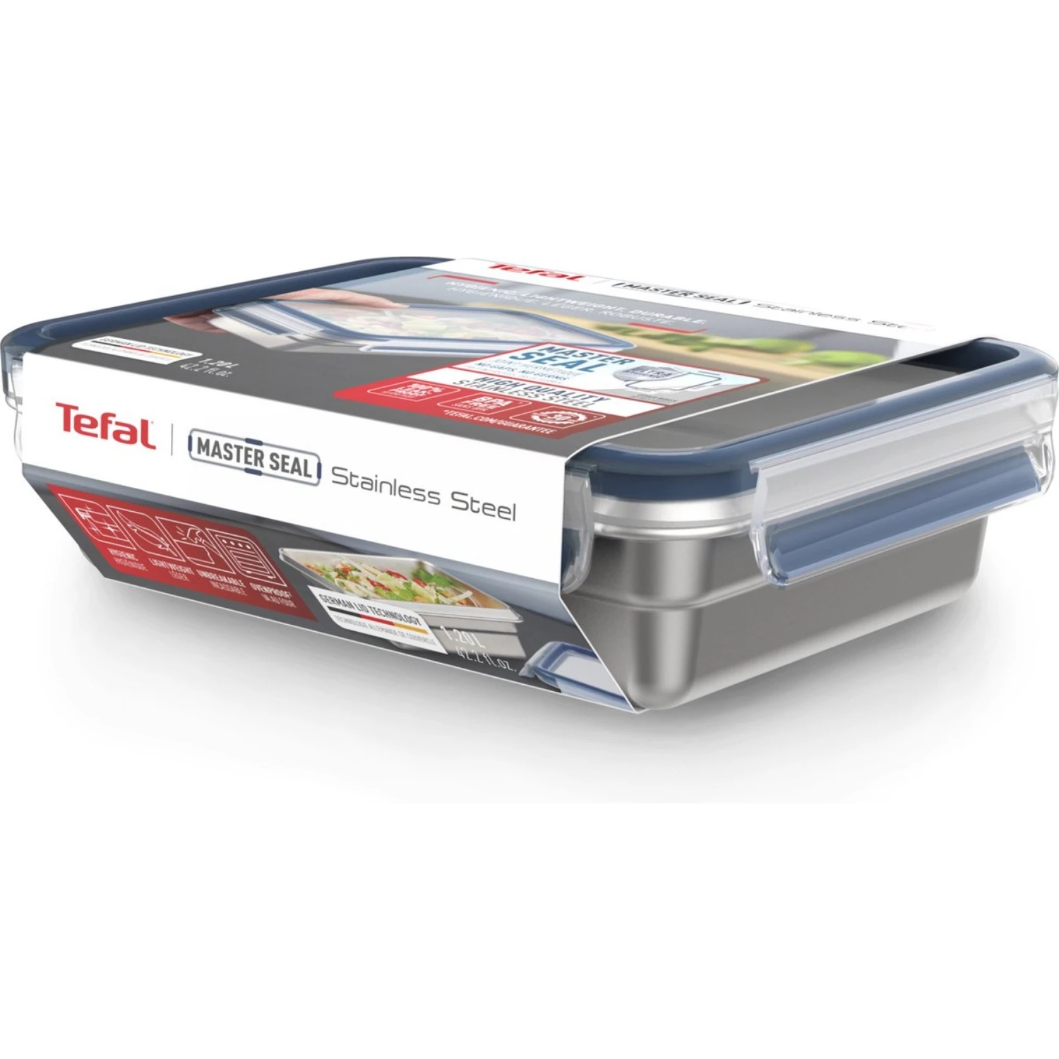 Tefal Masterseal RVS Vershouddoos Rechthoek 1.2 L 4 Tefal Masterseal RVS Vershouddoos Rechthoek 1.2 L - Afbeelding 2
